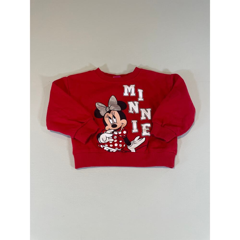 Disney Minnie Mouse Sweatshirt Girls Size 4 Red Cotton EUC